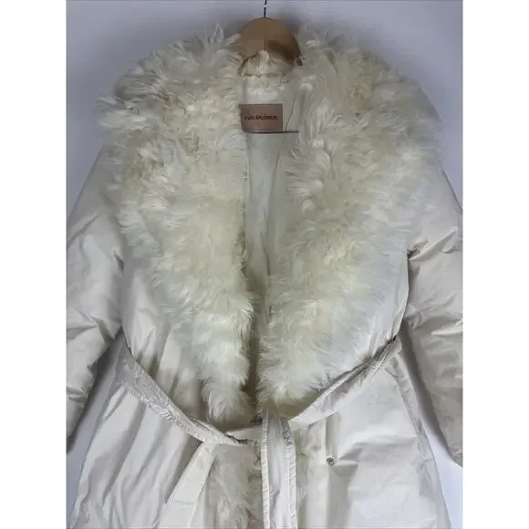 YVES SALOMON Shearling-trimmed puffer coat Women Size 32 France